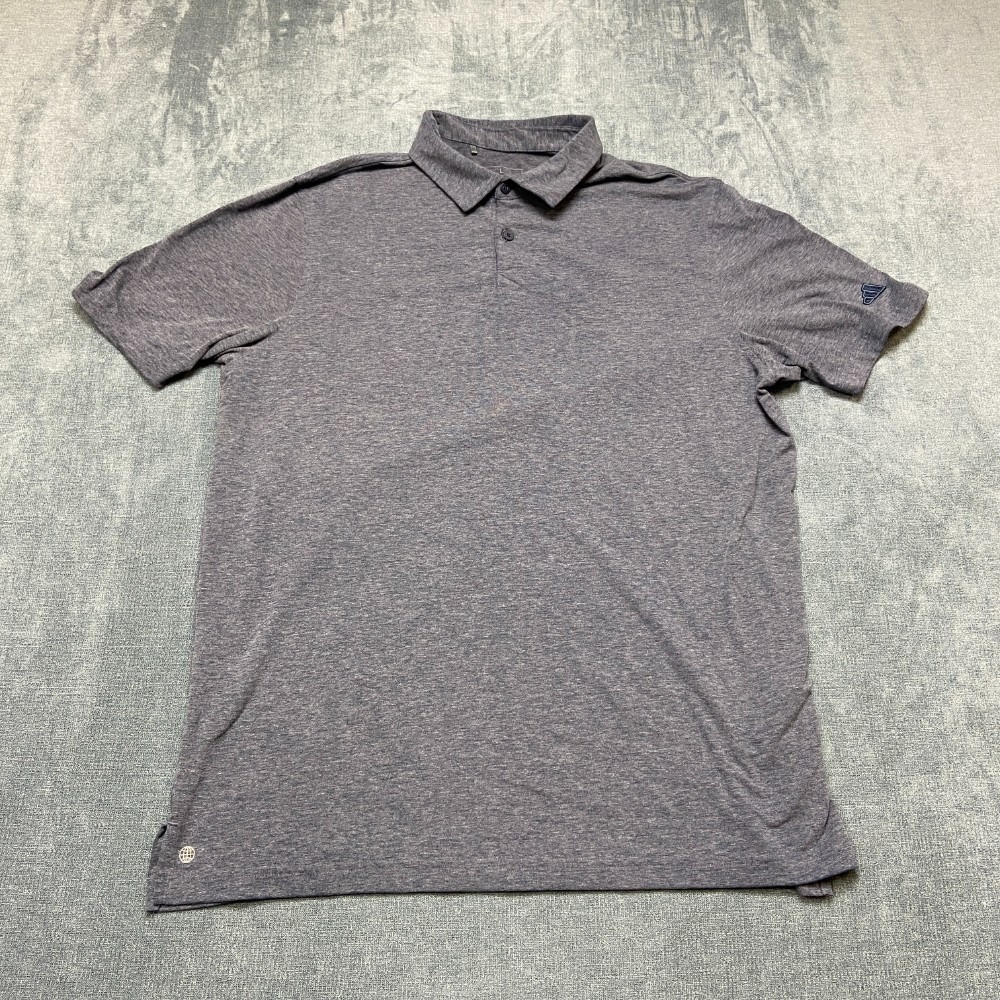 Adidas Polo Shirt Mens L Heather Blue 3 Stripes Everyday Wear Golf Tennis Sports